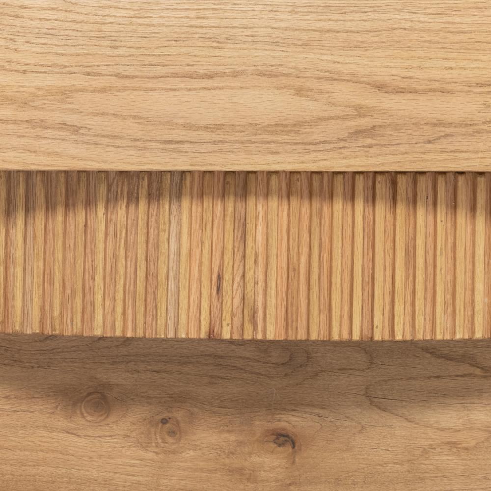 Modern Stacked Reeded Square Coffee Table Honey Oak Wood 40 inch