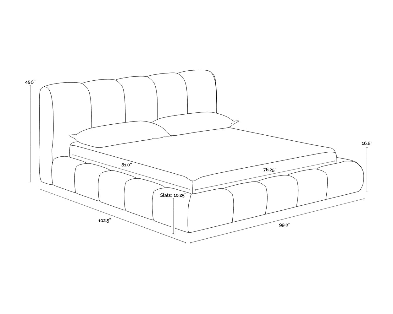 Channel Tufted Dark Ash Gray Velvet Fabric Fully Upholstered King Bed Frame