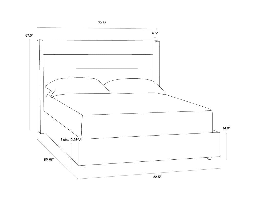 Channel Tufted Grey Fabric Fully Upholstered Queen Bed Frame