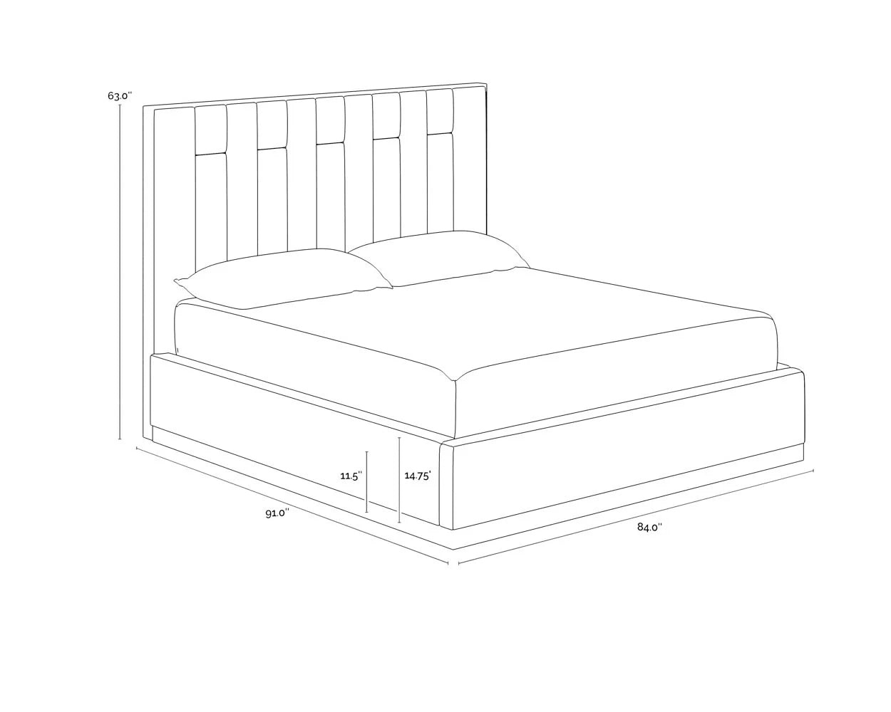 Channel Tufted Upholstered Light Beige Performance Fabric & Gold Metal Accents King Bed Frame
