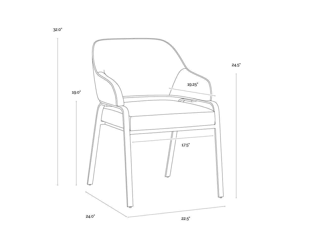 Cognac Brown Faux Leather Curved Back Dining Chair Gold Metal Armchair