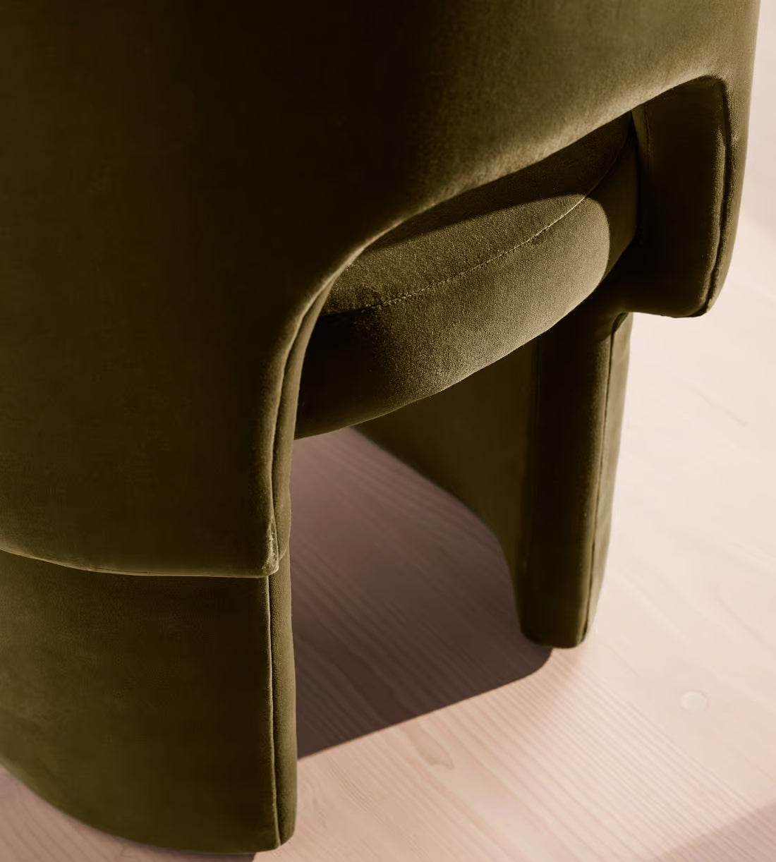 Curved Cut Out Back Upholstered Tub Dining Chair Olive Green Velvet