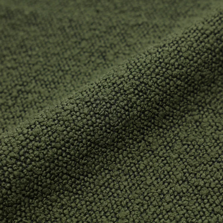 Contemporary Olive Green Boucle Barrel Back Open Back Dining Chair Fully Upholstered Armchair