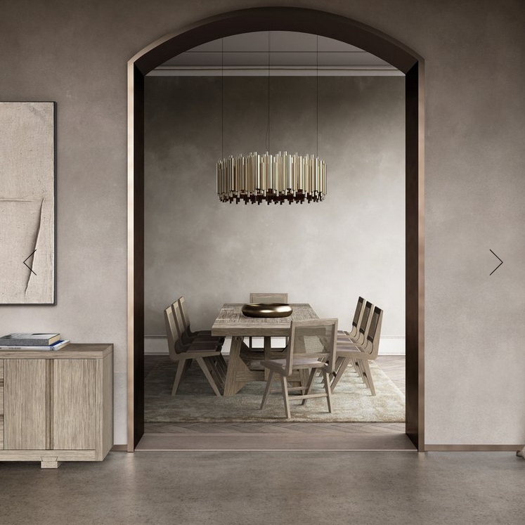 Farmhouse Rectangle Extension Dining Table Smoked Oak Finish 86 to 122 inch