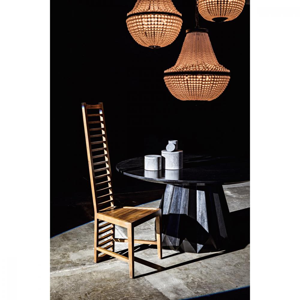 Fluted Pedestal Base Round Dining Table Mahogany Wood Black Finish 60 inch