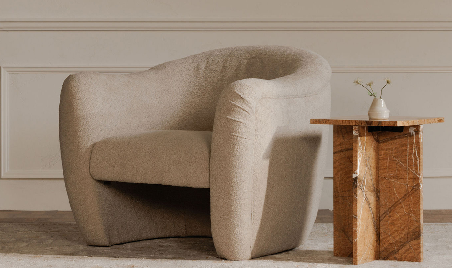 Gold & Brown Golden Forest Solid Marble Square Accent Table 14 inch