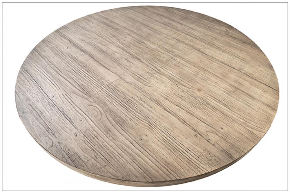 Gray Wash Solid Pine Wood Pedestal Round Dining Table 54 inch
