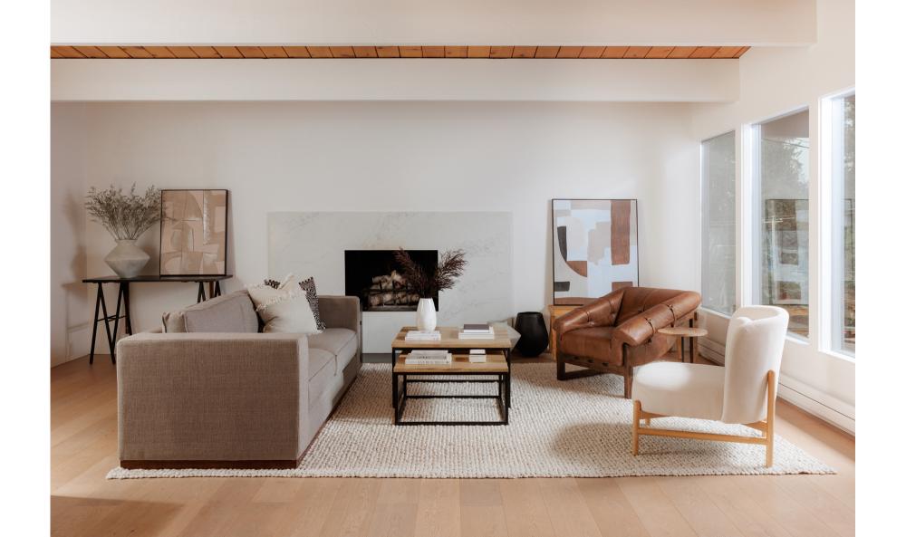 Modern Brazilian Style Brown Leather Wood Frame Lounge Chair Armchair