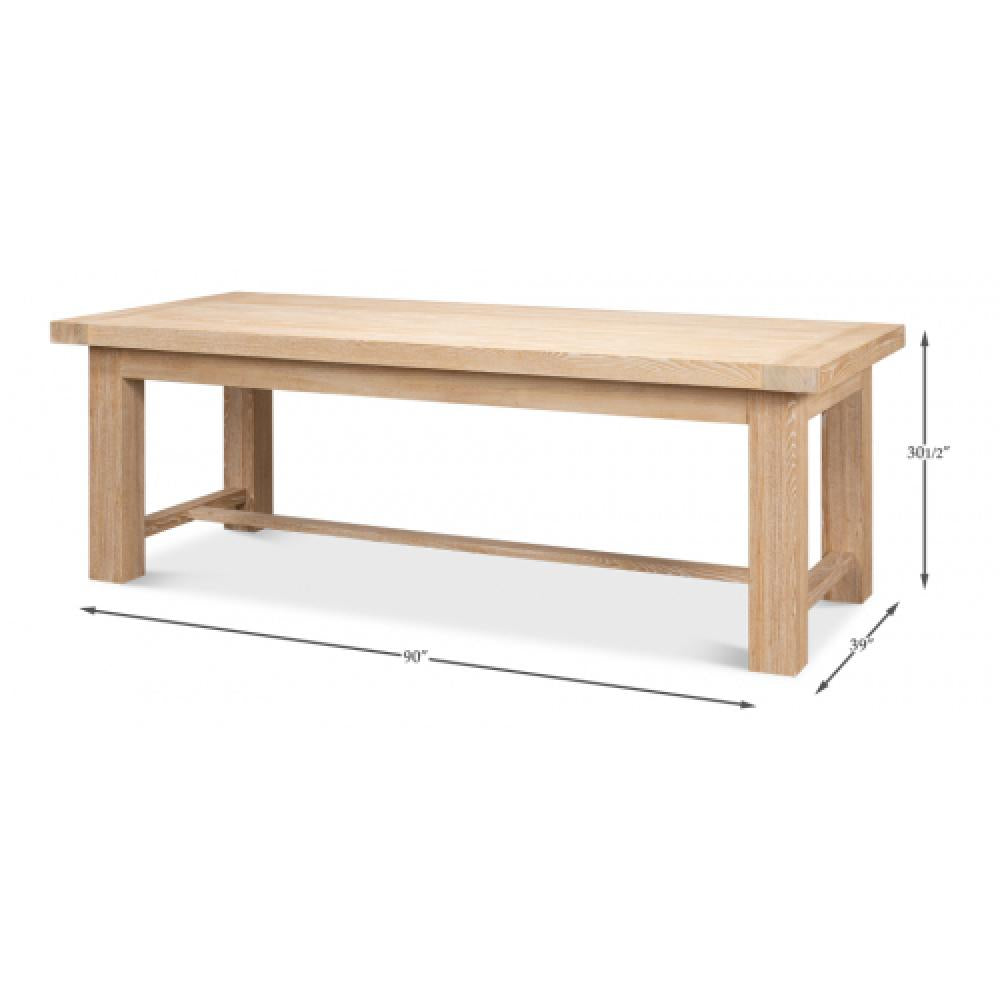 Modern Clean Lines Solid Oak Wood Rectangle Dining Table Light Finish 90 inch