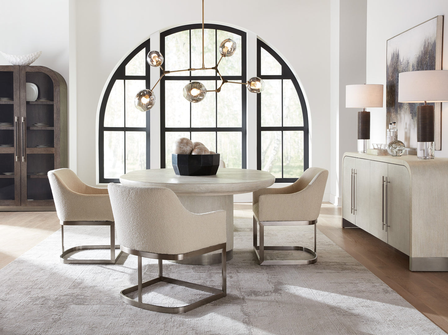 Modern Curved Raffia Wrapped Doors Buffet Sideboard in Alabaster Finish 80 inch