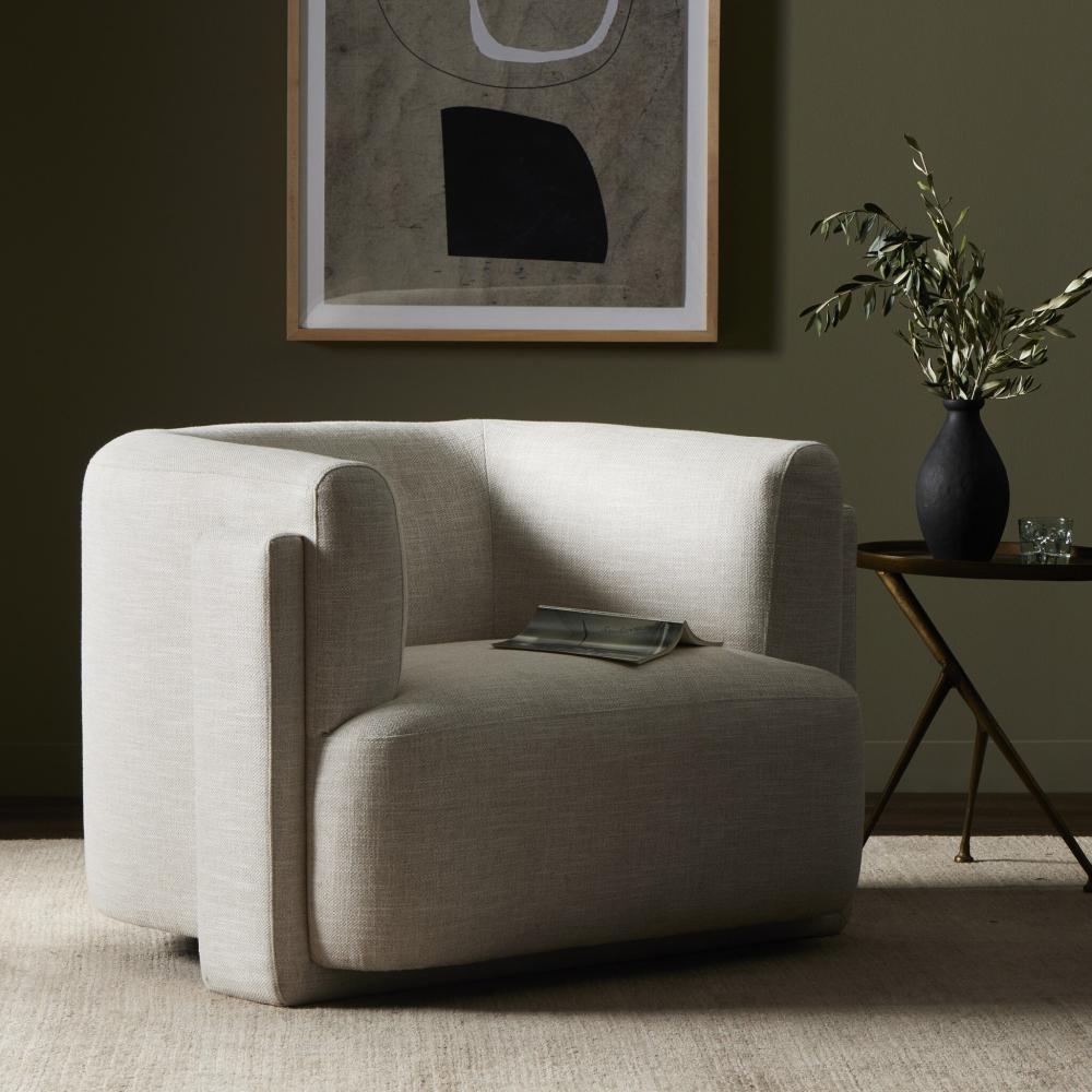 Modern Netural Beige Performance Fabric Lounge Chair