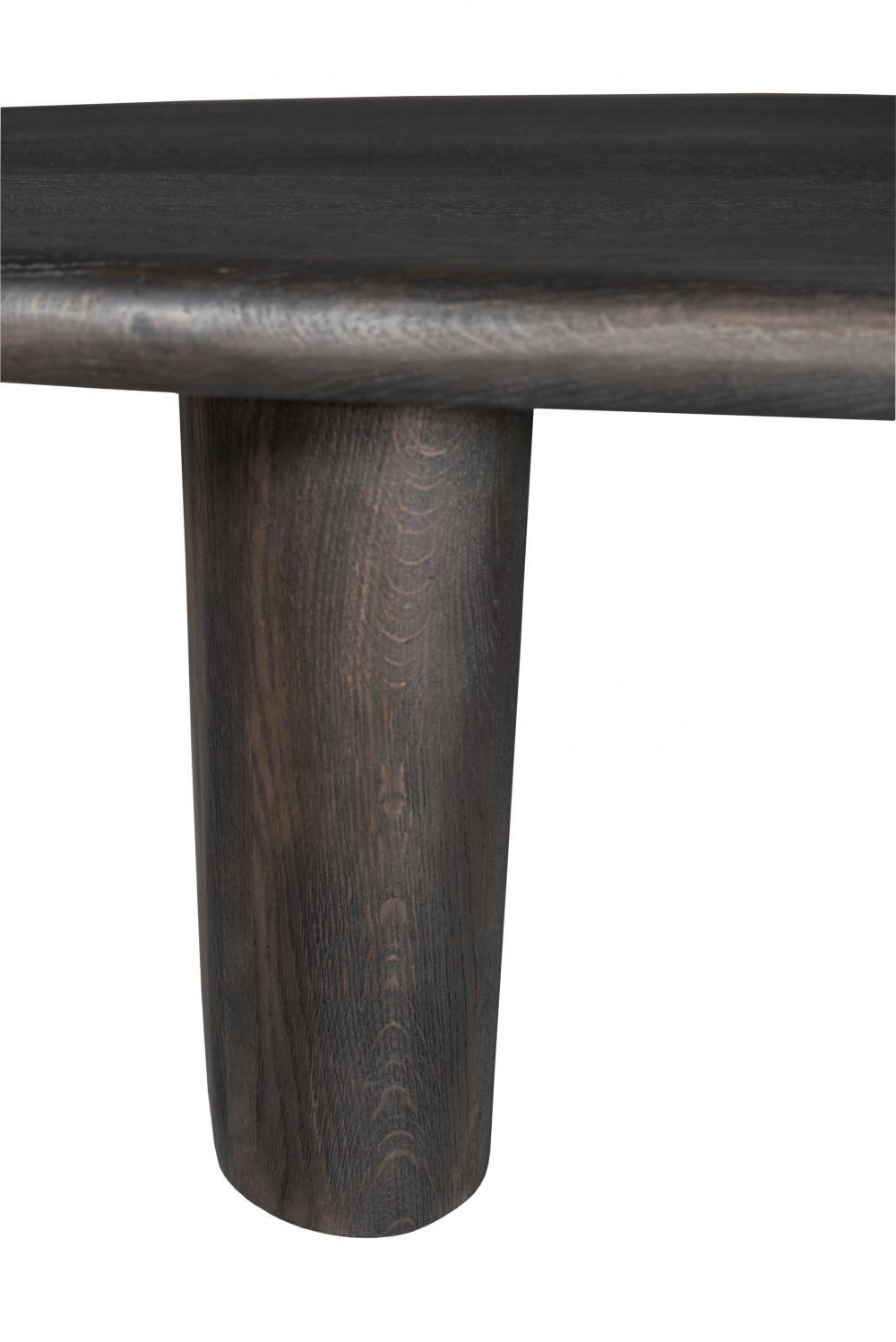 Modern Organic Oval Coffee Table Oak Wood Charcoal Finish 54 inch