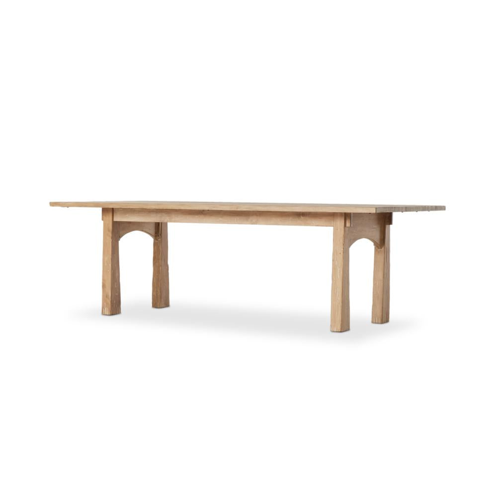 Modern Rustic Arch Base Rectangle Dining Table Aged Light Pine Wood 96 ...
