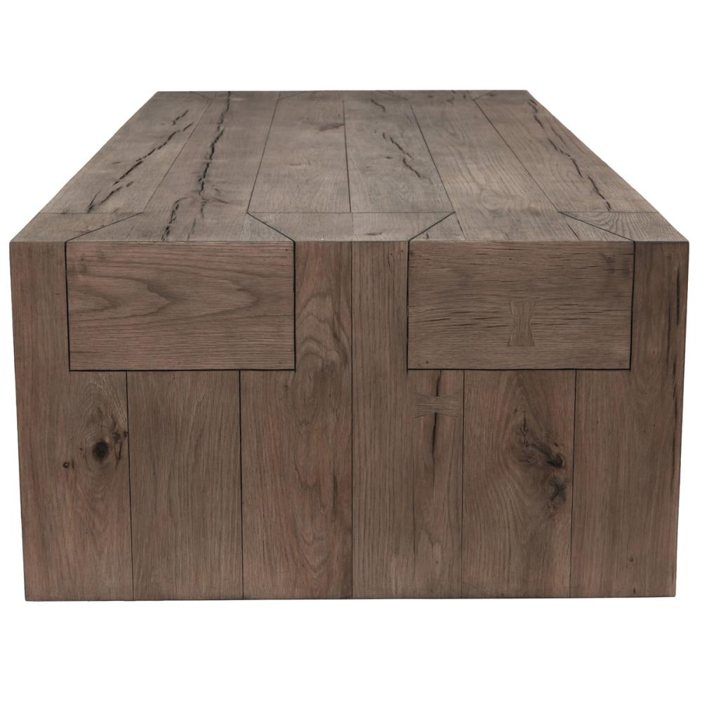 Modern Rustic Chunky Oak Wood Rectangle Coffee Table 60 inch