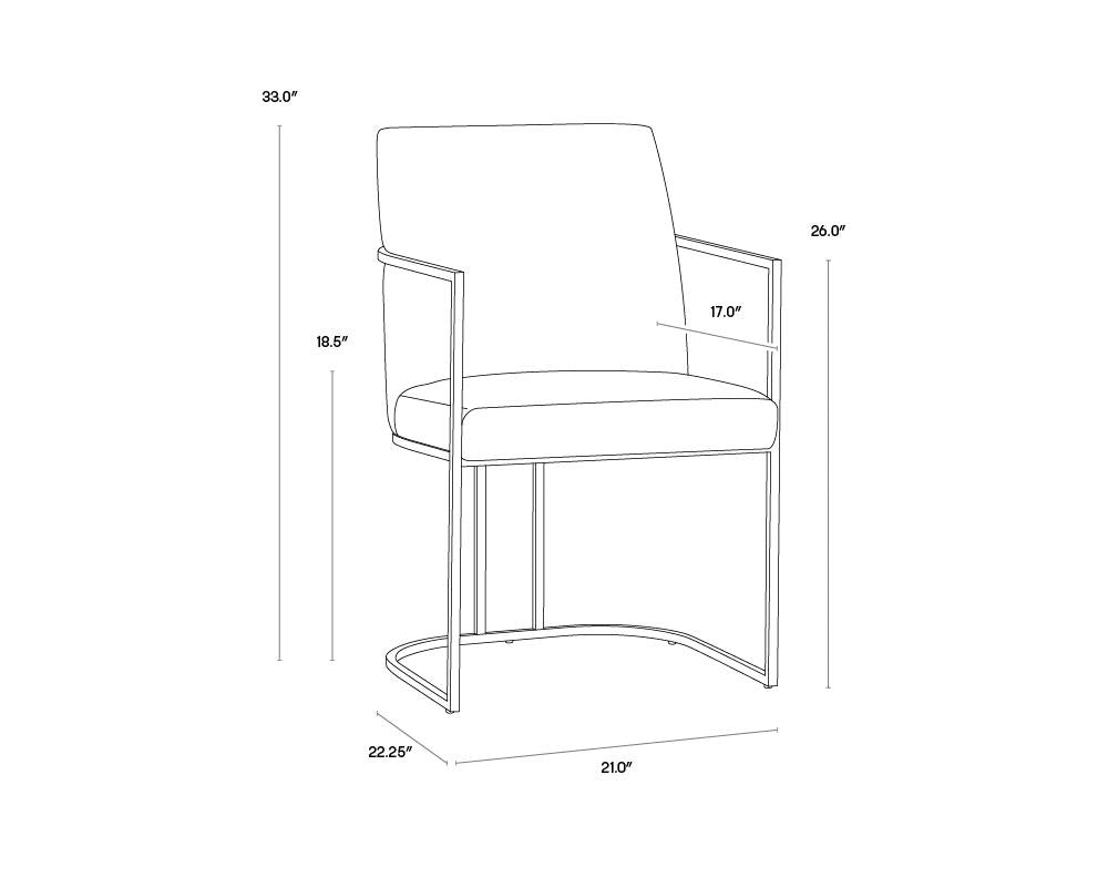 Oatmeal Neutral Fabric & Brass Frame Dining Chair Armchair
