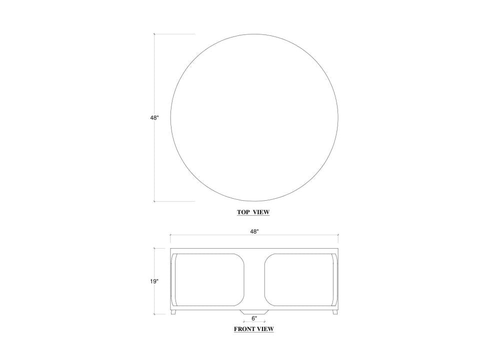 Open Base Round Coffee Table Solid Mahogany Wood Brown Straw Wash Finish 48 inch