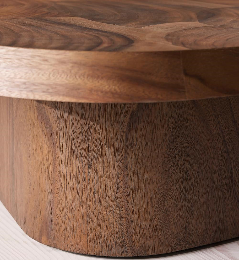 Oyster Cut Dark Guanacaste Wood Slices Pedestal Base Coffee Table 47 inch