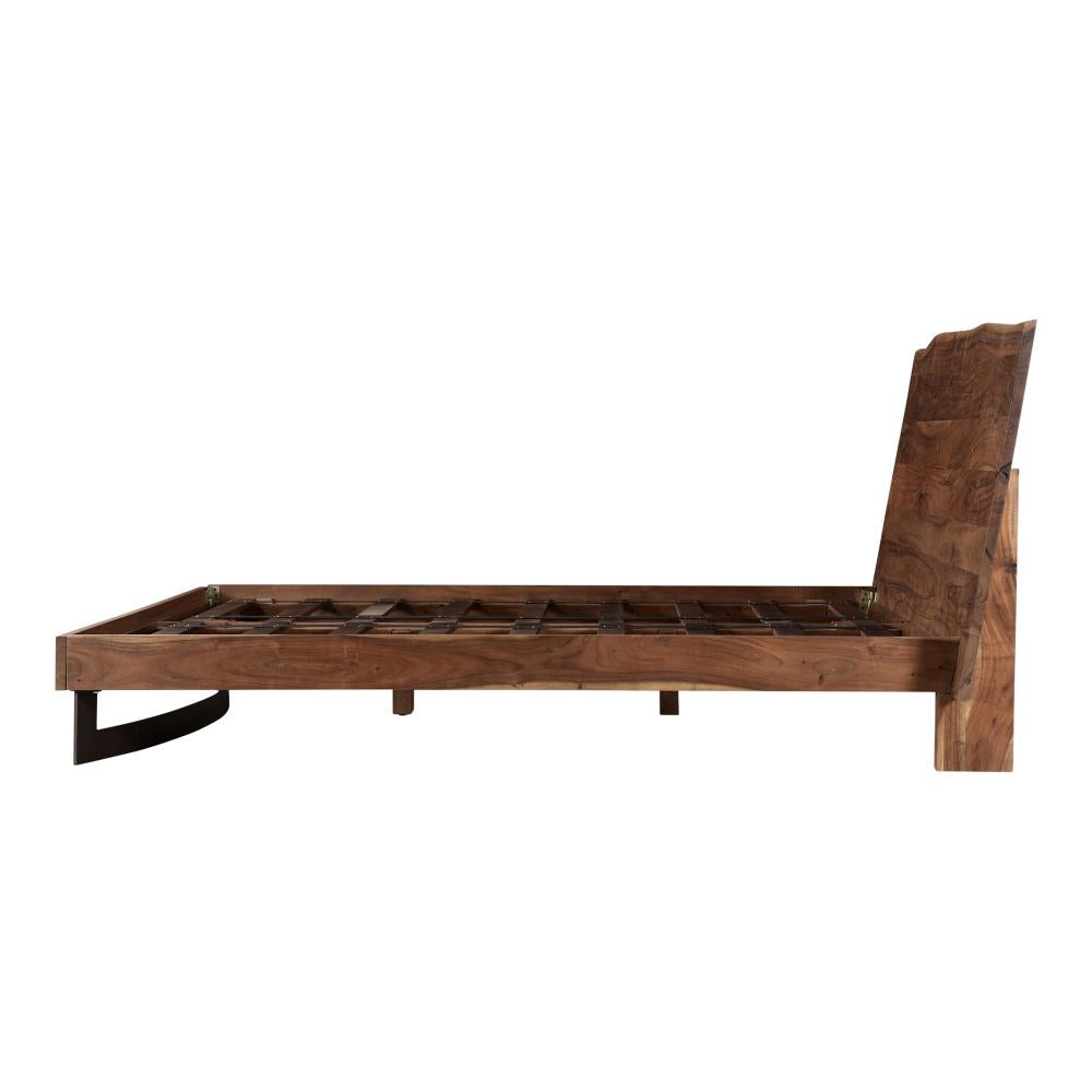 Rustic Lodge Live Edge Brown Solid Acacia Wood Queen Bed