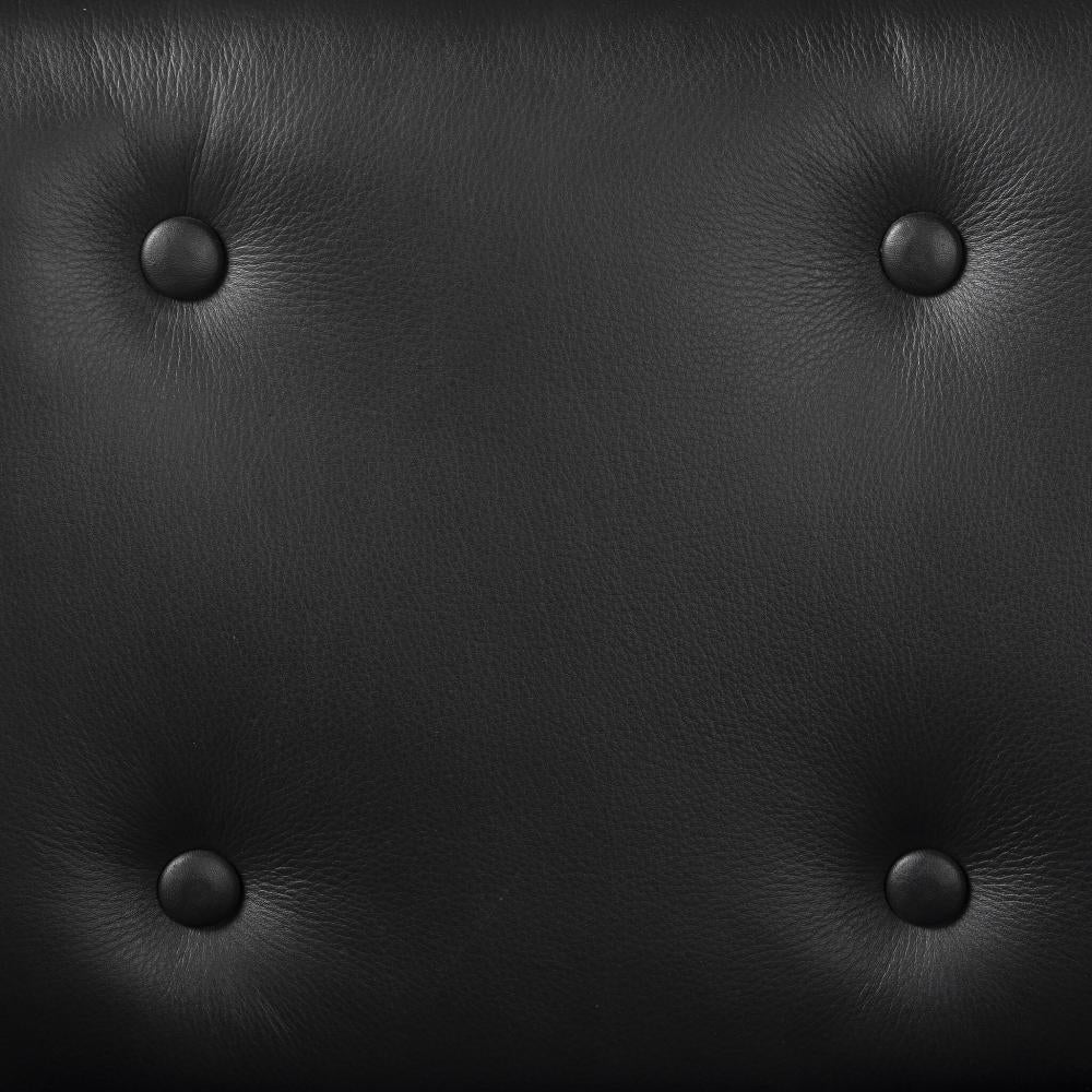 Safari Style Black Leather Dining Chair Armchair Wood Frame