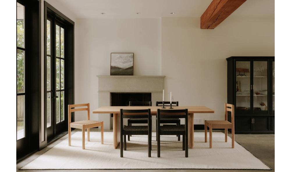 Scandinavian Style Rounded Edges Rectangle Dining Table Natural Finish 88 inch