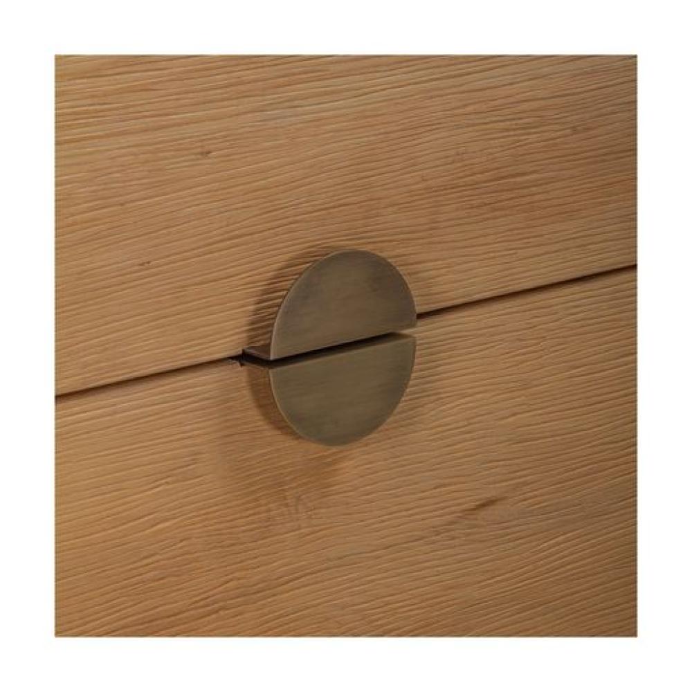 Solid FSC Certified Oak Wood Rounded Brass Plinth Base Nightstand 26 inch