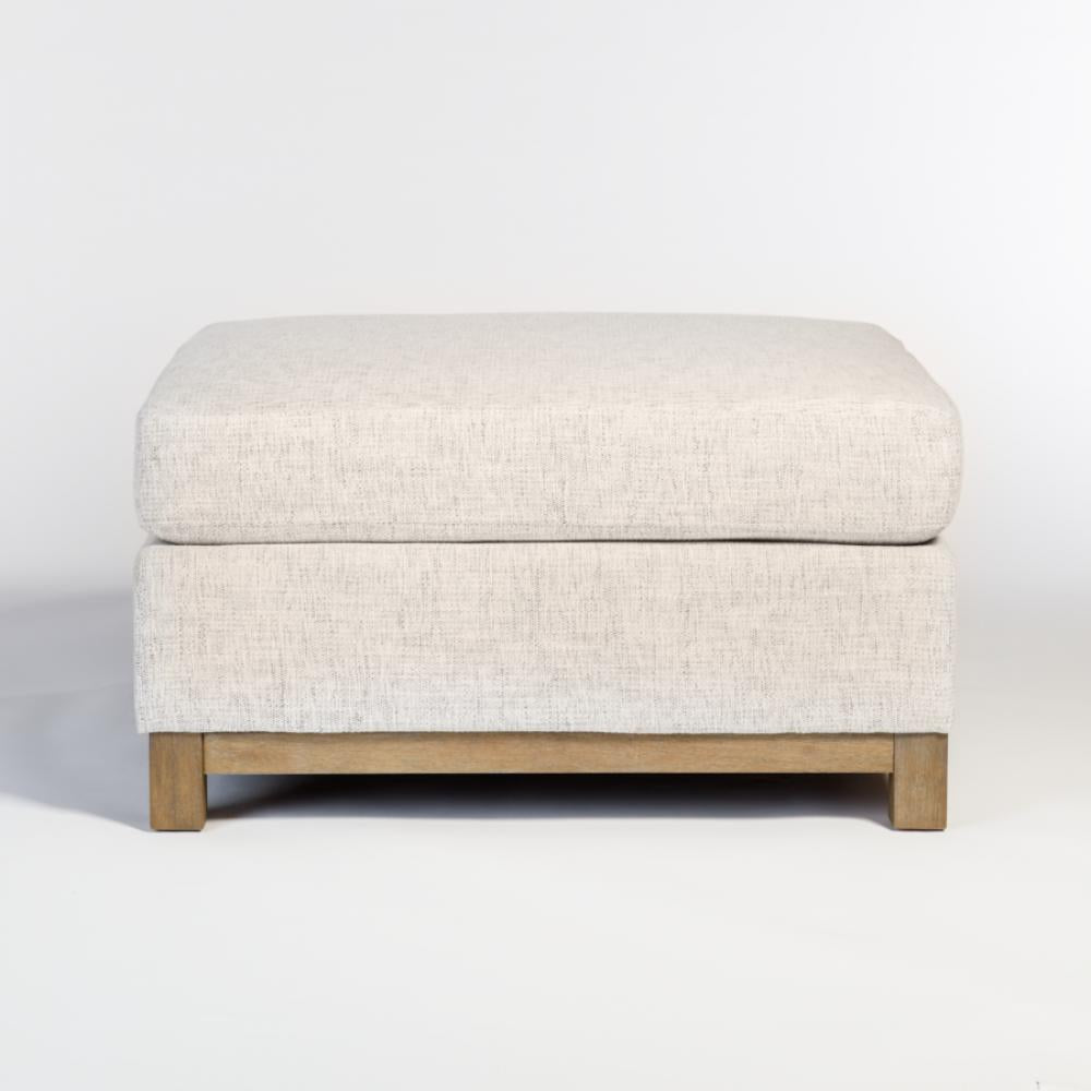 Square Ottoman in Tweed Alabaster Performance Fabric 35 inch