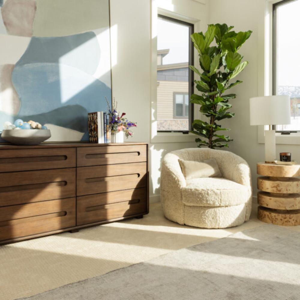 Stacked Circles Toasted Burl Wood Round Side Accent Table 17 inch