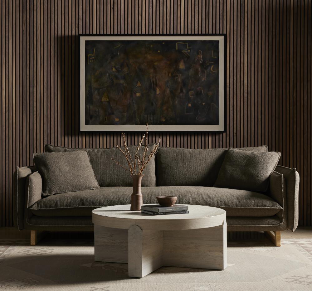 Sun Bleached Oak Wood Round Coffee Table 40 inch