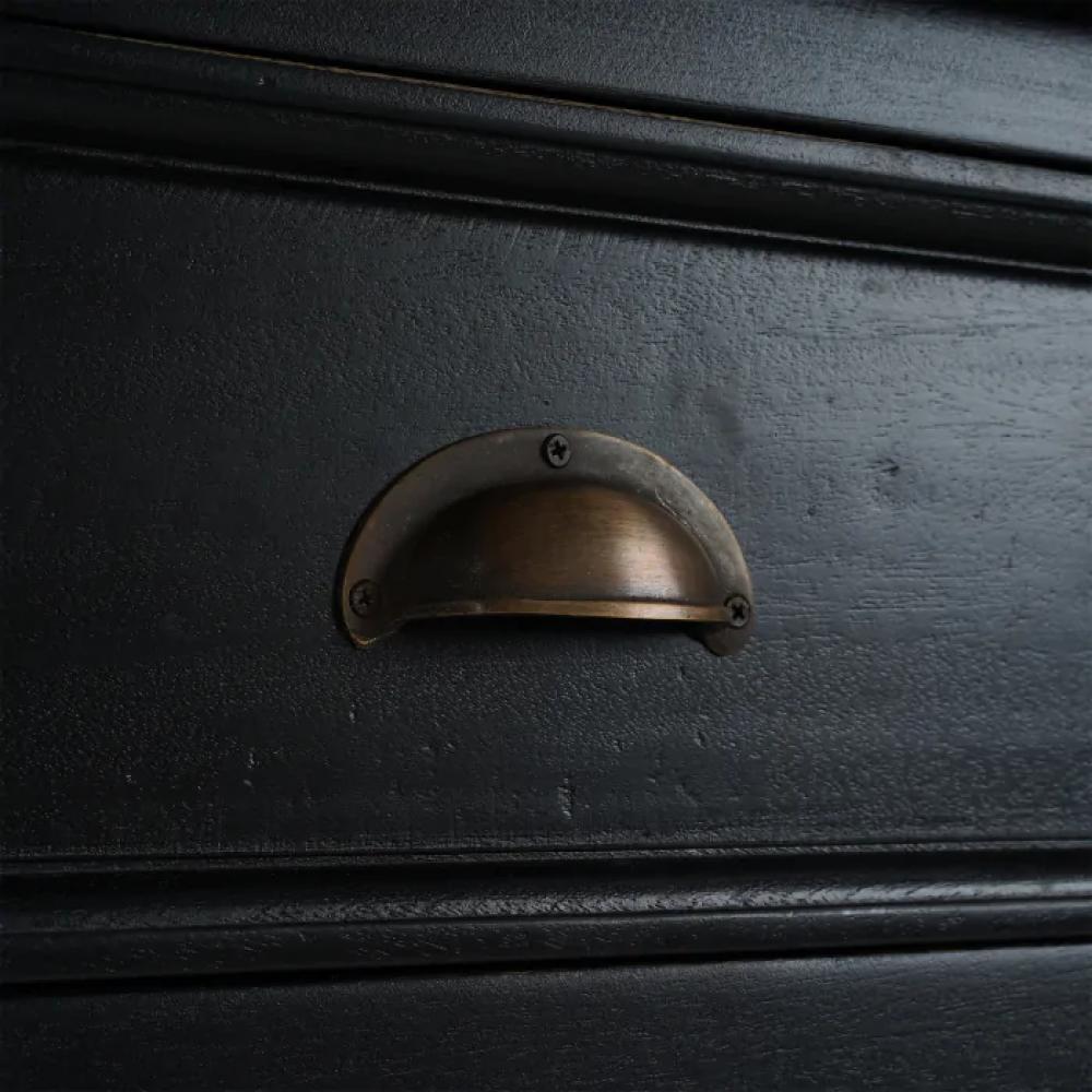 Transitional Black 4 Door Solid Mahogany Wood Sideboard 100 inch