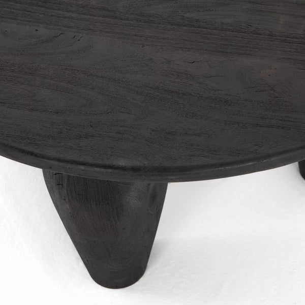 Reclaimed Wood Round Coffee Table Black Finish 38 inch