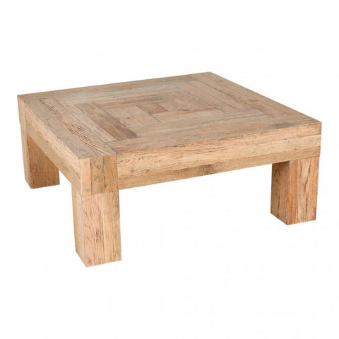 Chunky Square Solid Reclaimed Oak Wood Coffee Table 39 inch