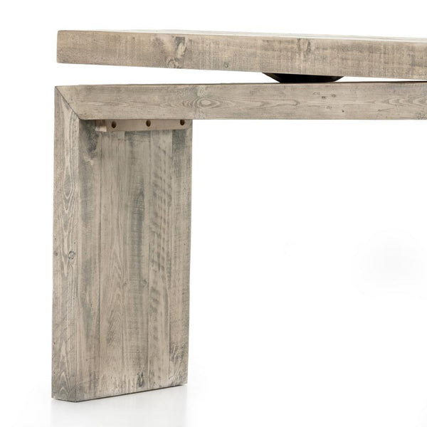 Coastal Beach Reclaimed Pine Wood Rectangle Console Table Weathered Wheat 78 inch