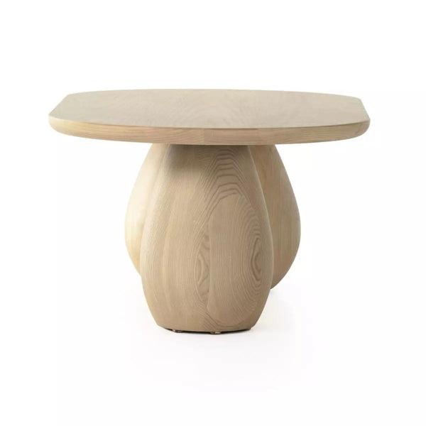 Modern Organic Oval Wood Coffee Table Light Ash 43 inch