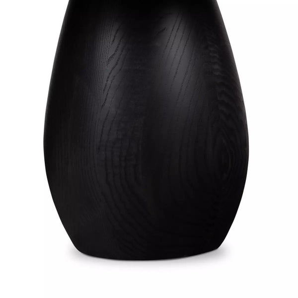 Modern Organic Oval Wood Coffee Table Black Wash Ash Veneer 43 inch