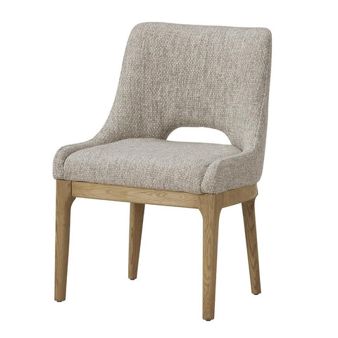 Upholstered Armless Dining Chair Frothed Latte Fabric Solid Oak Wood