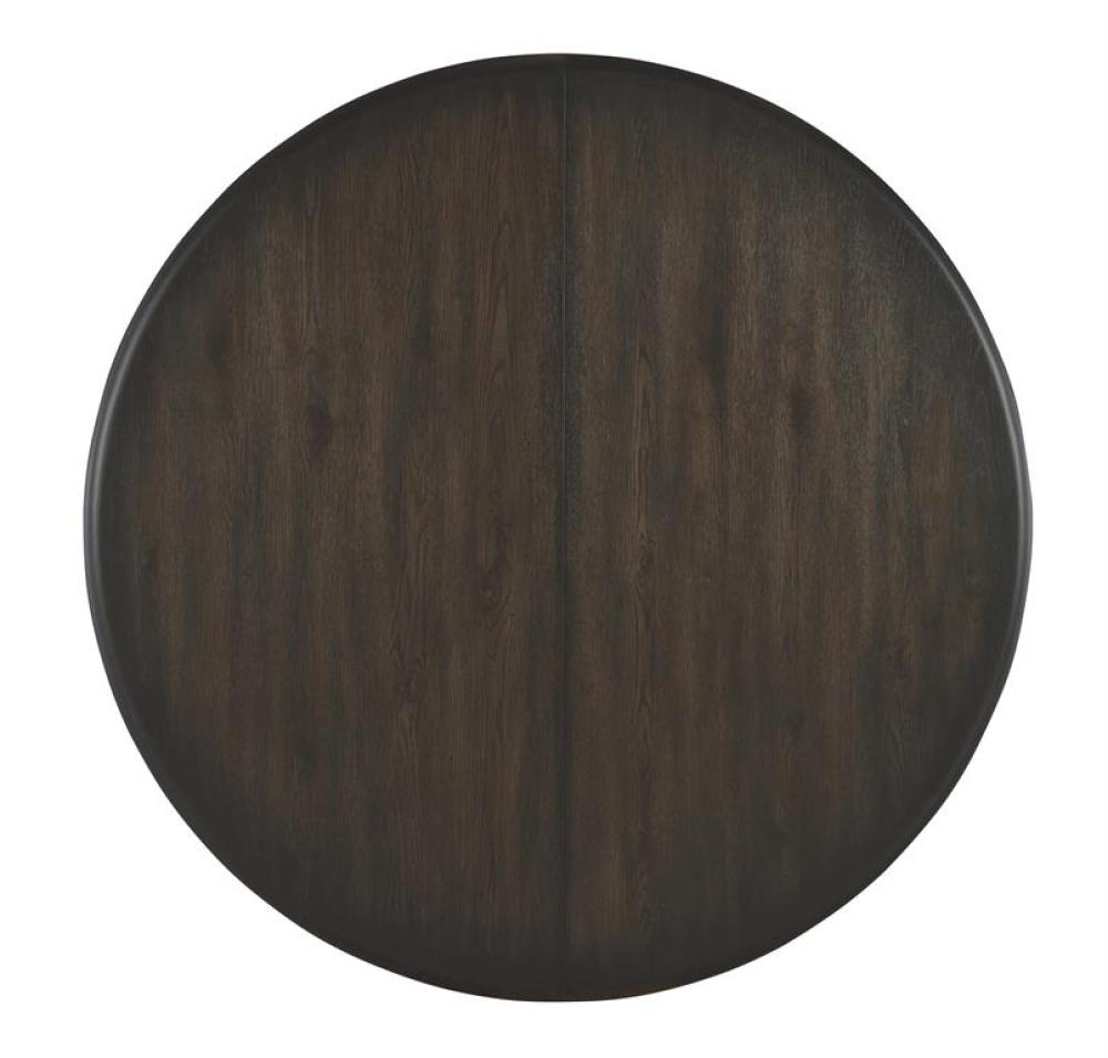 Black Rattan Round Dining Table with Leaf 54 inch