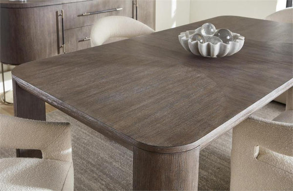 Modern Rectangle Dining Table with Leaf Brown Color 86 inch