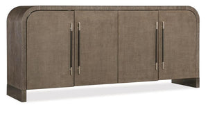 Modern Curved Raffia Wrapped Doors Buffet Sideboard in Mink Finish 80 inch