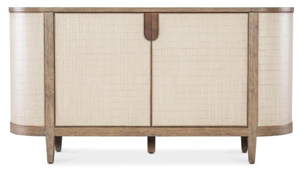 Two-Tone Neutral Curved Sideboard Credenza 64 inch
