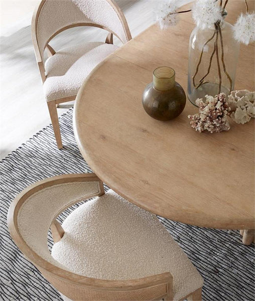 Neutral Rattan Round Dining Table with Leaf 54 inch