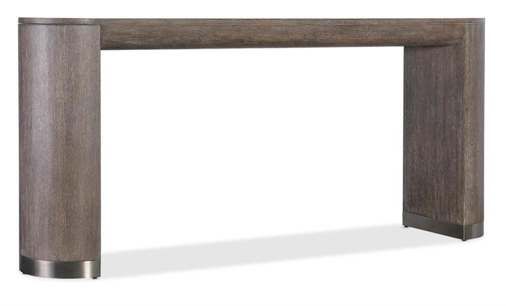 Modern Curved Console Table with Leaf Brown Color 76 inch