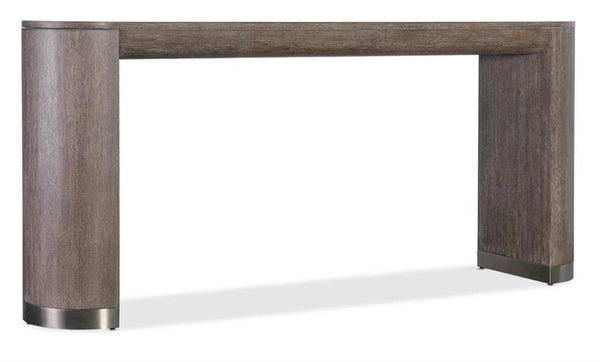 Modern Curved Console Table with Leaf Brown Color 76 inch