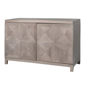 2 Door Solid Mango Wood Sideboard in Misted Ash Finish 54 inch