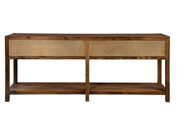 2 Drawer Warm Brown Solid Pine Wood Apothecary Sideboard Console Table 86 inch