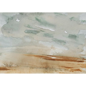 Blue Gray & Rust Brown Abstract Landscape Painting Original Watercolor Art 5 x 7 inch - Prairie Storm