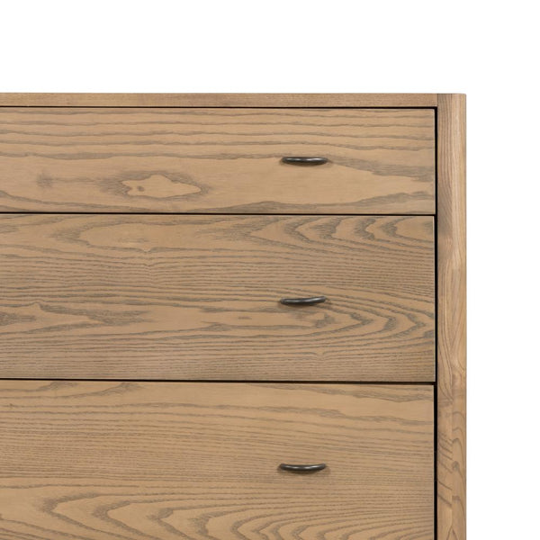 6 Drawer Dresser Solid Ash Wood in Dune Finish 69 inch