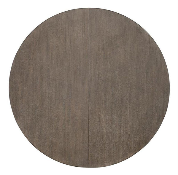 Modern Round Dining Table with Leaf Brown Color 54 inch