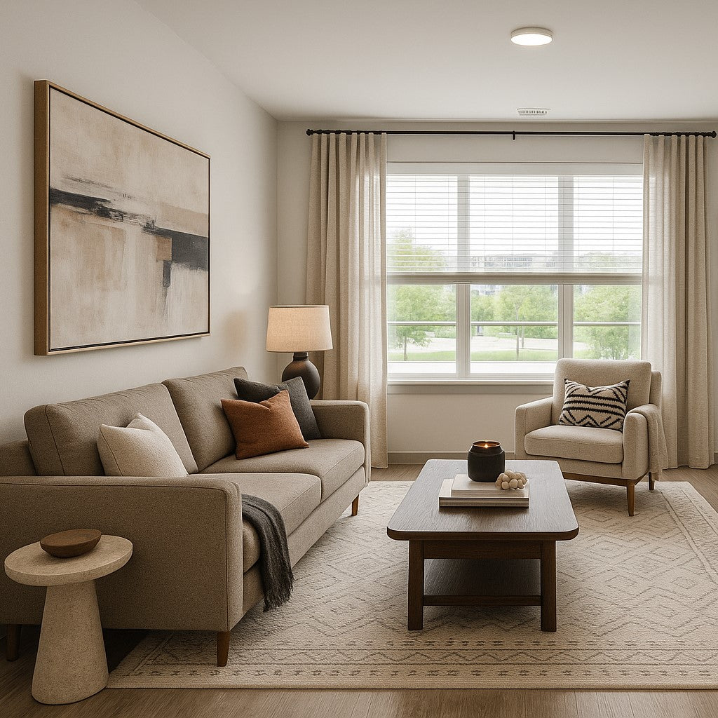 Modern City Loft Living Room Rendering - After