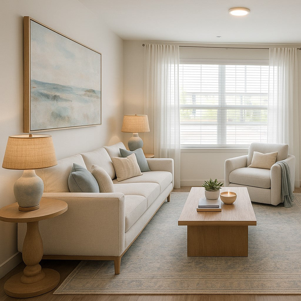 Modern Coastal Living Room Rendering - After