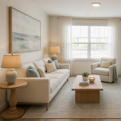 Modern Coastal Living Room Rendering - After